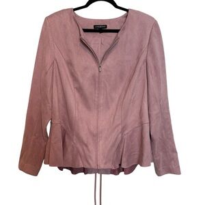 Lane Bryant Faux Suede Lace-Up Back Jacket Blazer Mauve Pink Size 14 Soft Goth